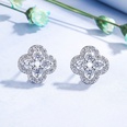 Korean lucky fourleaf clover copper inlaid zircon earringspicture13
